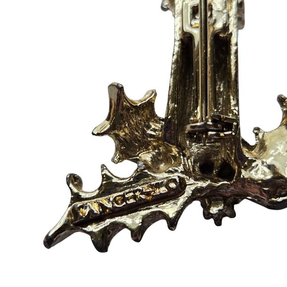 Vtg Tancer II Christmas Tree Candle Brooch Lot Holiday Red Cab Rhinestone Pins - Picture 10 of 13